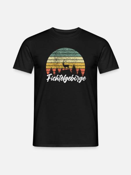 Fichtelgebirge Retro Hirsch Wald - Männer T-Shirt - Schwarz