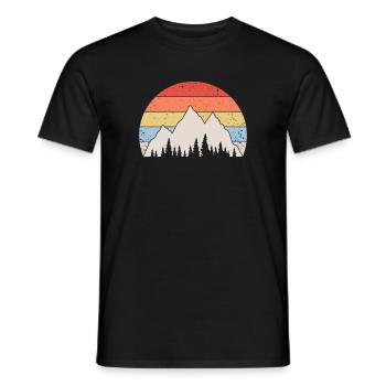 Mountains Forest Hiking Mountaineering Camping Velcro - Men's T-Shirt - black - Front - AI Model Male 178 light (178cm)
