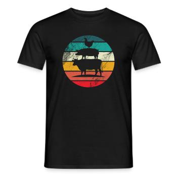 Kuh Schwein Huhn Turm Bauern Bauernhof Geschenk - Männer T-Shirt - Schwarz - Vorne - AI Model Male 178 light (178cm)