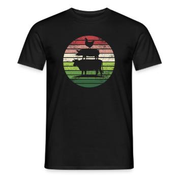 Farm Animals Cow Beef Pig Chicken Rooster Farmer - Men's T-Shirt - black - Front - AI Model Male 178 light (178cm)