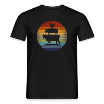 Vache, porc et poulet - T-shirt homme - noir - Devant - AI Model Male 178 light (178cm)