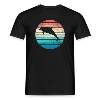 Delfin Retro Vintage Meer Ozean Geschenk Bunt - Männer T-Shirt - Schwarz - Vorne - AI Model Male 178 light (178cm)