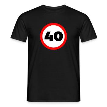 40e anniversaire Attention! Panneau de signalisation 40 Km/h - T-shirt homme - noir - Devant - AI Model Male 178 light (178cm)