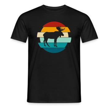 Retro Moose Vintage Moose Gift - Men's T-Shirt - black - Front - AI Model Male 178 light (178cm)