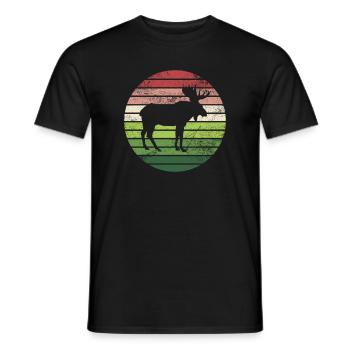 Elch Natur Landschaft Hirsch Vintage Retro Wald - Männer T-Shirt - Schwarz - Vorne - AI Model Male 178 light (178cm)