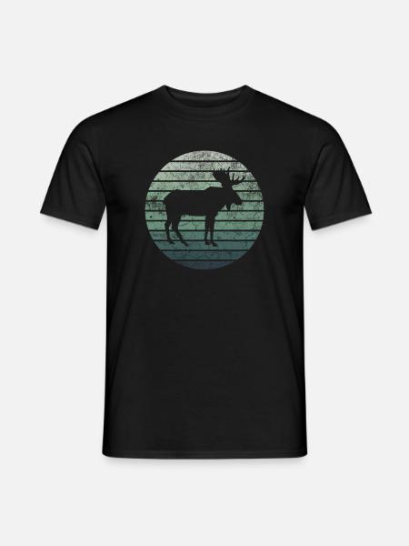 Elch Retro Vintage Style Geschenkidee - Männer T-Shirt - Schwarz