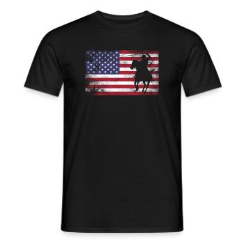 USA Flag Cowboy - Men's T-Shirt - black - Front - AI Model Male 178 light (178cm)