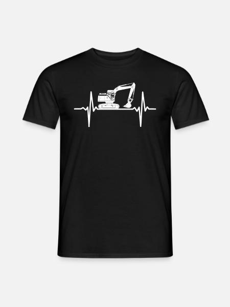 Bagger Herzschlag Baggerfahrer EKG Baustelle - Männer T-Shirt - Schwarz