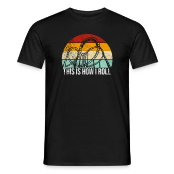 Roller Coaster Amusement Park Kirmes Amusement Park - Men's T-Shirt - black - Front - AI Model Male 178 light (178cm)