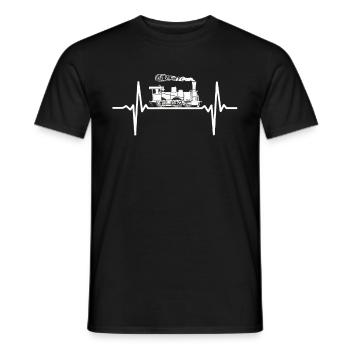 Railway Steam Locomotive Herzschlag Locomotive - Men's T-Shirt - black - Front - AI Model Male 178 light (178cm)