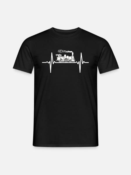 Eisenbahn Dampflok Herzschlag Lokomotive - Männer T-Shirt - Schwarz