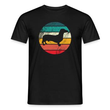 Retro Dachshund Dachshund Dog Silhouette Gift - Men's T-Shirt - black - Front - AI Model Male 178 light (178cm)