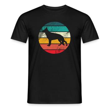 German Shepherd Retro Vintage - Men's T-Shirt - black - Front - AI Model Male 178 light (178cm)