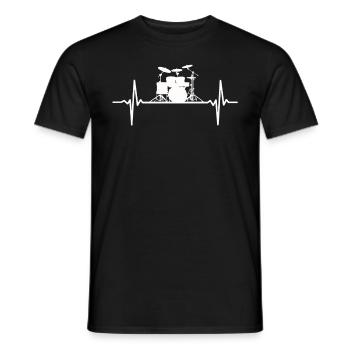 Batterie Heartbeat ECG Batteur Batterie - T-shirt homme - noir - Devant - AI Model Male 178 light (178cm)