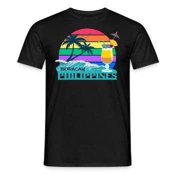 Philippines Boracay Palm Trees Beach Palawan Souvenir - Men's T-Shirt - black - Front - AI Model Male 178 light (178cm)