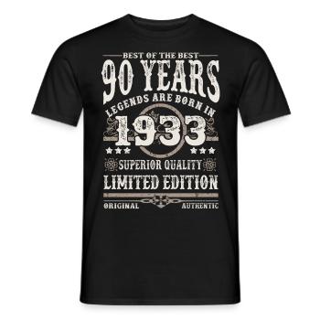 Geboren 1933 - 90 Jahre alt - Männer T-Shirt - Schwarz - Vorne - AI Model Male 178 light (178cm)