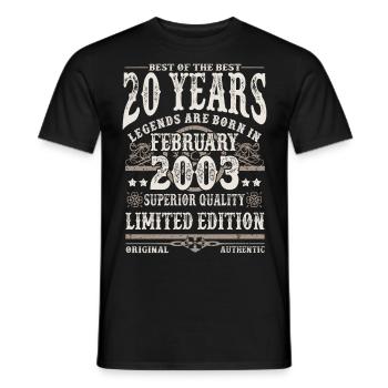 Né en février 2003 - 20 ans - T-shirt homme - noir - Devant - AI Model Male 178 light (178cm)