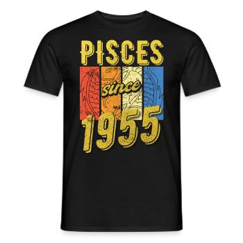 Poissons 1955 Anniversaire Zodiac Cadeau - T-shirt homme - noir - Devant - AI Model Male 178 light (178cm)