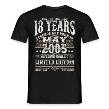 Born in May 2005 - 18 years old - Men's T-Shirt - black - Front - AI Model Male 178 light (178cm)
