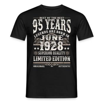 Born in Juni 1928 - 95 years old - Men's T-Shirt - black - Front - AI Model Male 178 light (178cm)