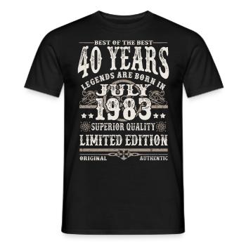 legends born in july 1983 - 40 years - Men's T-Shirt - black - Front - AI Model Male 178 light (178cm)