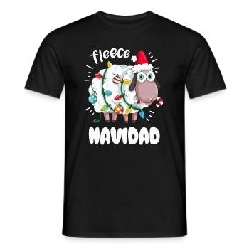 Funny Sheep Wishes Feliz Navidad Pun - Men's T-Shirt - black - Front - AI Model Male 178 light (178cm)