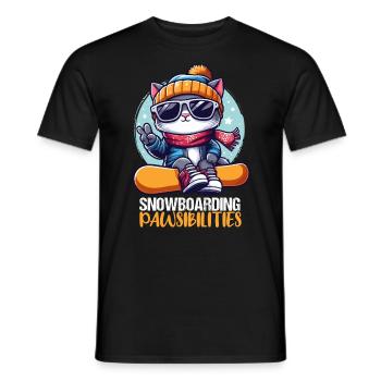 Lustige Snowboard Katze mit Sonnenbrille Apparel - Männer T-Shirt - Schwarz - Vorne - AI Model Male 178 light (178cm)