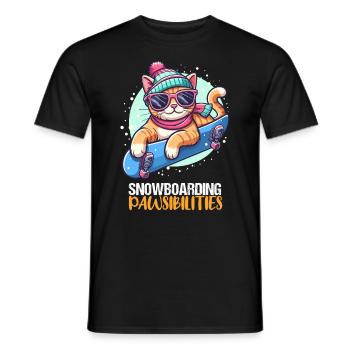 Katze fährt Snowboard Cool Apparel Snowboarding - Männer T-Shirt - Schwarz - Vorne - AI Model Male 178 light (178cm)