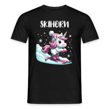 Mignon Licorne Ski Vacances Ski Piste Rose - T-shirt homme - noir - Devant - AI Model Male 178 light (178cm)