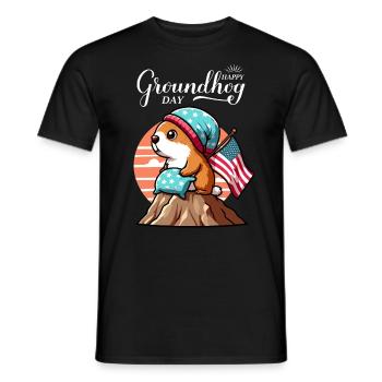 Jour de la marmotte USA drôle printemps chapeau - T-shirt homme - noir - Devant - AI Model Male 178 light (178cm)
