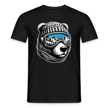 Bear Loves Skiing With Ski Goggles Mountains Snow Fun - Men's T-Shirt - black - Front - AI Model Male 178 light (178cm)