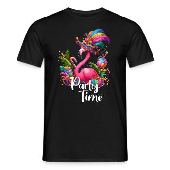 Flamingo feiert Party Wochenende Karneval Urlaub - Männer T-Shirt - Schwarz - Vorne - AI Model Male 178 light (178cm)