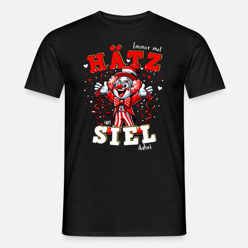 Eifler Karneval Clown Alaaf Herz Seele Konfetti - Männer T-Shirt - Schwarz