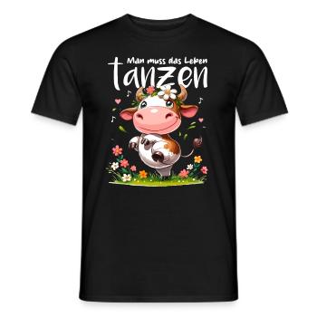 Vache Danse Danse Joie de vivre Musique Optimisme Fun - T-shirt homme - noir - Devant - AI Model Male 178 light (178cm)