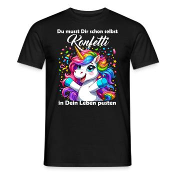 Unicorn Carnival Confetti Fun Optimism Funny - Men's T-Shirt - black - Front - AI Model Male 178 light (178cm)