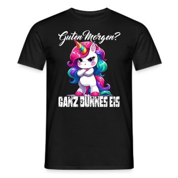 Funny Unicorn Morning Grouch Office Colleague Partner - Men's T-Shirt - black - Front - AI Model Male 178 light (178cm)