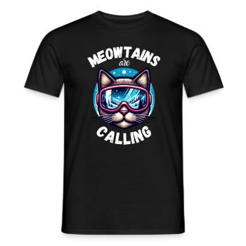 Katze Snowboard Ski laufen Winter Berge Skiurlaub - Männer T-Shirt - Schwarz - Vorne - AI Model Male 178 light (178cm)
