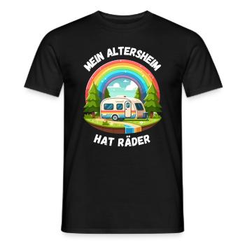 Pension Retirement Camping Caravan Rainbow Pensioner - Men's T-Shirt - black - Front - AI Model Male 178 light (178cm)