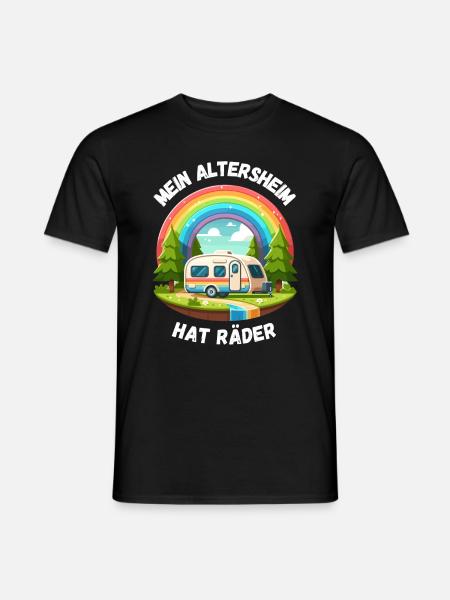 Rente Ruhestand Camping Caravan Regenbogen Rentner - Männer T-Shirt - Schwarz