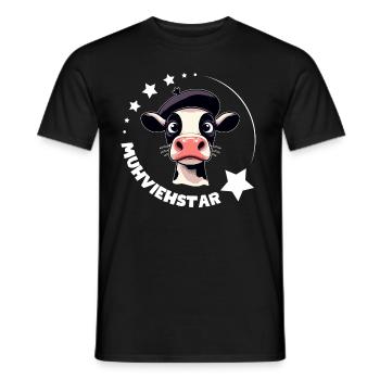 MUHVIEHSTAR Kuh Kühe lustig Wortspiel Kino Filmfan - Männer T-Shirt - Schwarz - Vorne - AI Model Male 178 light (178cm)