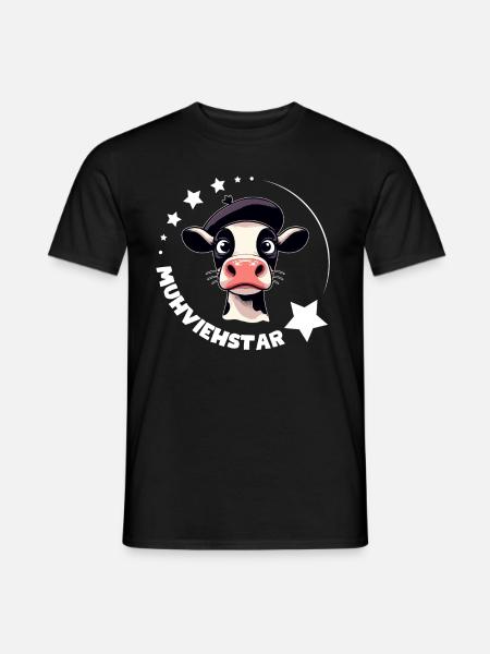 MUHVIEHSTAR Kuh Kühe lustig Wortspiel Kino Filmfan - Männer T-Shirt - Schwarz