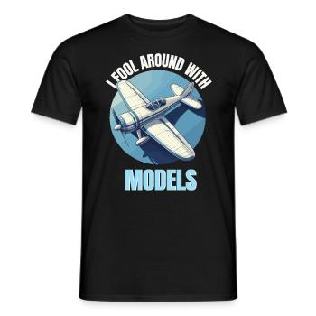 Modélisme, Maquette, Avion, Aérodrome, Vol, Drôle - T-shirt homme - noir - Devant - AI Model Male 178 light (178cm)