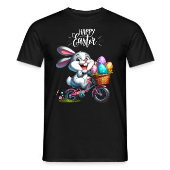Lapin de Pâques Vélo Oeufs De Pâques Enfants Drôle - T-shirt homme - noir - Devant - AI Model Male 178 light (178cm)