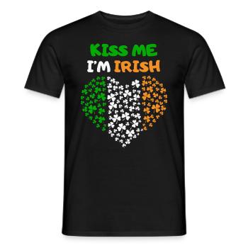 Fête de la Saint-Patrick Irlande coeur drapeau irlandais baiser - T-shirt homme - noir - Devant - AI Model Male 178 light (178cm)