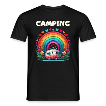 Camping Campsite Travel Caravan Rainbow - Men's T-Shirt - black - Front - AI Model Male 178 light (178cm)