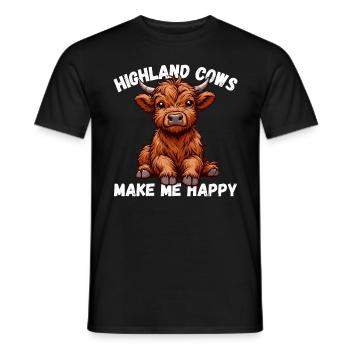 Highland Kuh Schottland Rind Happy niedlich Land - Männer T-Shirt - Schwarz - Vorne - AI Model Male 178 light (178cm)