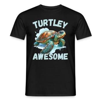 Turtle Reptile Earth Day Watercolor Nature Prehistoric - Men's T-Shirt - black - Front - AI Model Male 178 light (178cm)