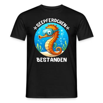 Hippocampe Natation Natation Badge Mer Mignon - T-shirt homme - noir - Devant - AI Model Male 178 light (178cm)