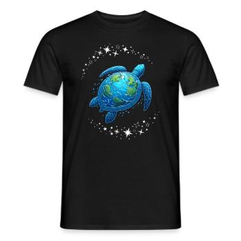 Happy Earth Day Sea Turtle Universe Globe - Men's T-Shirt - black - Front - AI Model Male 178 light (178cm)