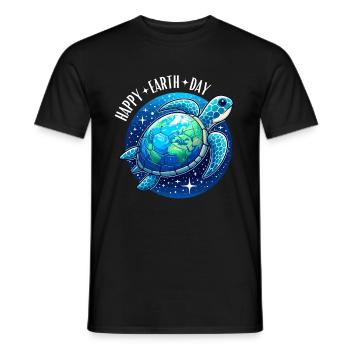 water turtle Happy Earth Day sea conservation - Men's T-Shirt - black - Front - AI Model Male 178 light (178cm)